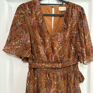 MELLODAY Paisley Dress in Brown and Pink